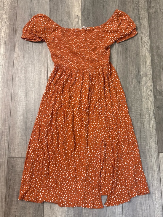 Roxy Dresses & Skirts - Roxy Rust Orange Dot Smocked Midi Dress